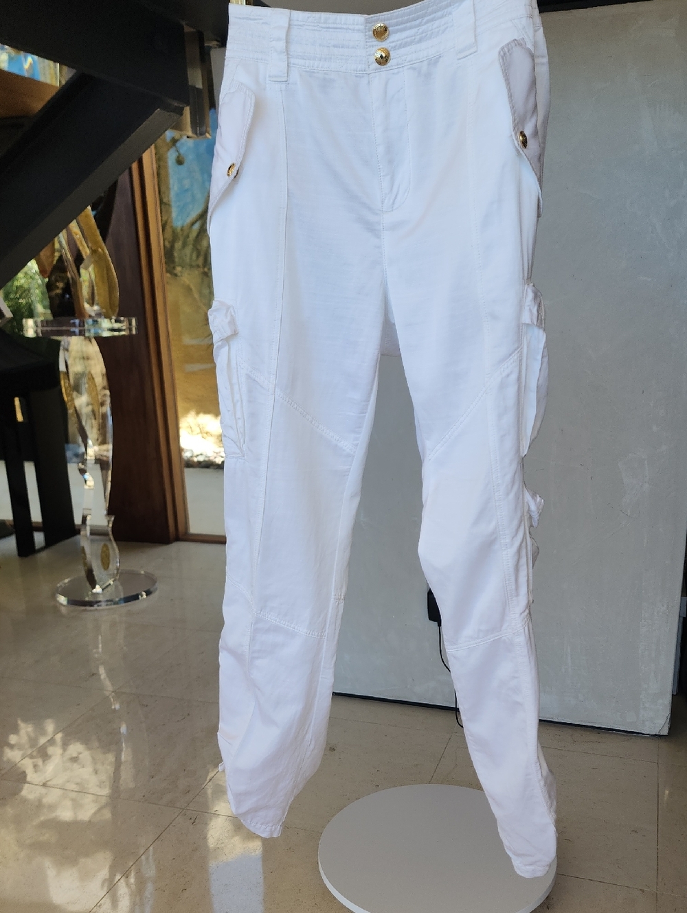 Lauren Ralph Lauren Petite White Sateen Cargo Pants